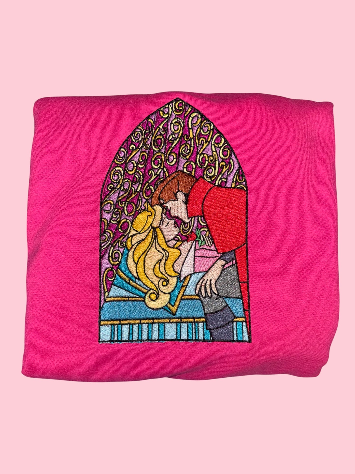 Sleeping beauty stain glass window