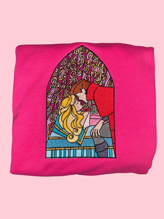 Sleeping beauty stain glass window