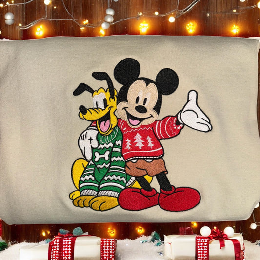 Mickey and Pluto Christmas sweaters